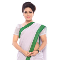 White Saree with Green Boder