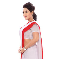 White Saree with Red Border